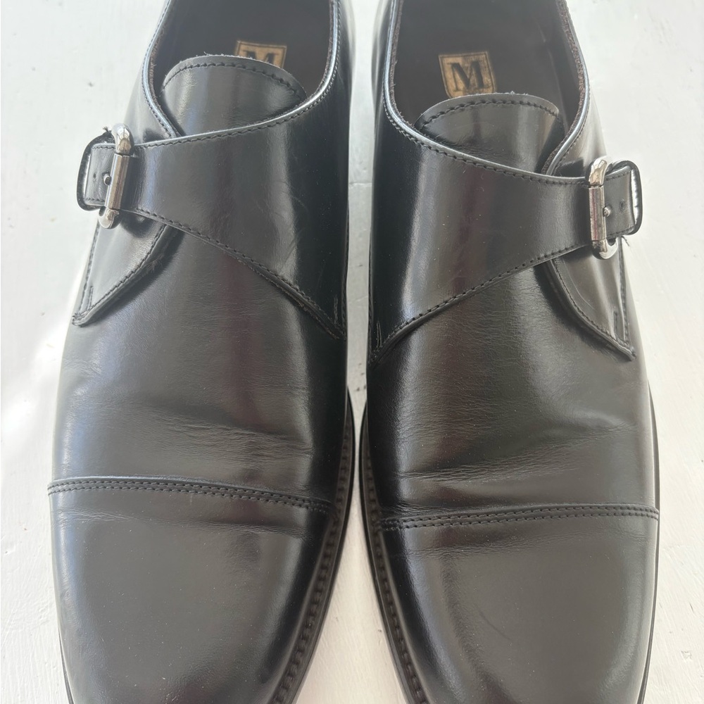 Men's Black Leather Single Monk Strap Dress Shoes Bruno Magli 11.5